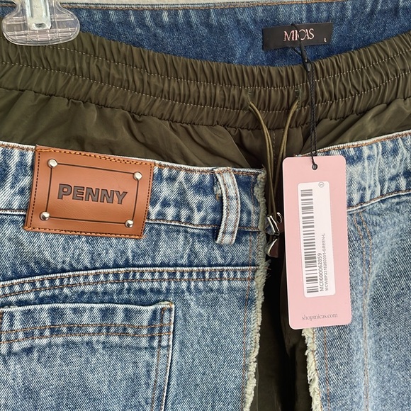Micas NWT PENNY Cargo Pants with denim Patchwork Size L - Picture 4 of 5